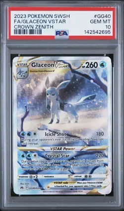 2023 POKEMON SWORD & SHIELD CROWN ZENITH #GG40 FULL ART/GLACEON VSTAR PSA 10 - Image 1