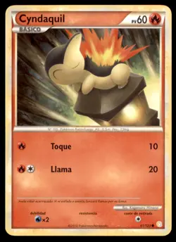 2010 Pokemon HeartGold & SoulSilver Cyndaquil Spanish #61 Basic/Common - Image 1