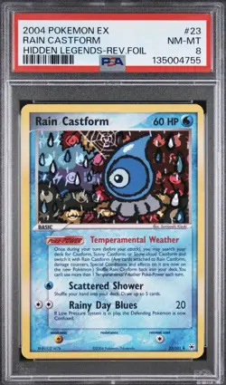 POKEMON 2004 EX HIDDEN LEGENDS RAIN CASTFORM REVERSE FOIL 23/101 PSA 8 - Image 1