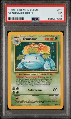 1999 POKEMON GAME BASE SET #15 VENUSAUR-HOLO PSA 7 - Image 1