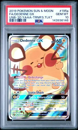 Pokemon TCG Dedenne GX 195A/214 Alternate Art - PSA 10 Gem Mint - Image 1