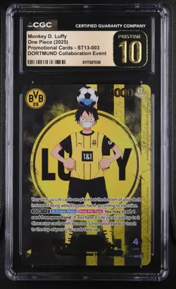 One Piece Monkey D. Luffy Promo ST13-003 TCG x Dortmund Event CGC PRISTINE 10 - Image 1