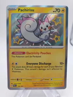 Pokemon Paldean Fates Pachirisu Holo Rare Card 138/091 NM - Image 1