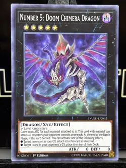 DANE-EN092 Number 5: Doom Chimera Dragon Super Rare 1st Ed LP Yugioh Card HOLO - Image 3