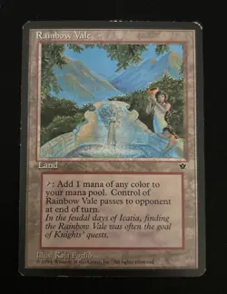 1994 Rainbow Vale Magic The Gathering MTG Fallen Empires Rare Land MP - Image 1