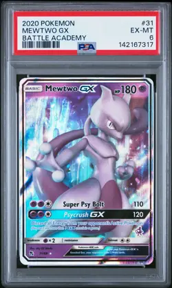 2020 POKEMON BATTLE ACADEMY #31 MEWTWO GX PSA 6 - Image 1