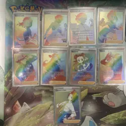 pokemon full art trainer rainbow 9 Card Lot Near Mint No White Edges Or Dots - Image 1