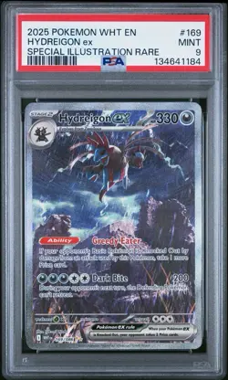 2025 POKEMON WHT EN SPECIAL ILLUSTRATION RARE HYDREIGON EX 169 PSA 9 - Image 1