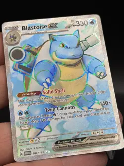 Pokemon TCG Blastoise EX Full Art 184/165 Scarlet Violet 151 Full art 2023 FD3 - Image 2