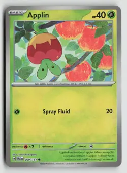 Applin Master Ball Pattern 009/131 Pokemon SV: Prismatic Evolutions Common NM - Image 1