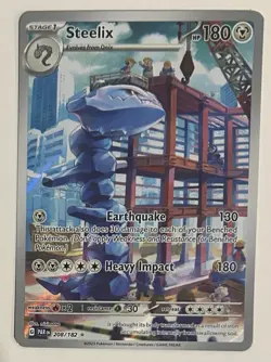 Steelix Illustration Rare Holo 208/182 SV04 Paradox Rift Pokemon Card 180 HP - Image 1
