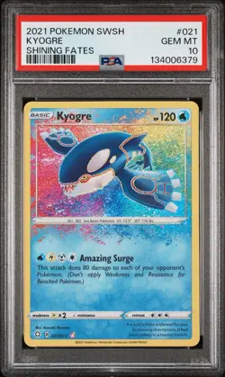 Kyogre a Amazing Rare Shining Fates Card 021/072 Pokemon Psa 10 Gem Mint - Image 1