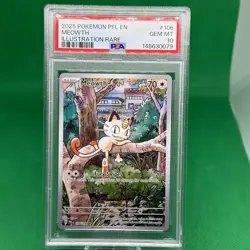 2025 POKEMON PFL EN-PHANTASMAL FLAMES ILLUSTRATION RARE #106 MEOWTH PSA 10 - Image 1
