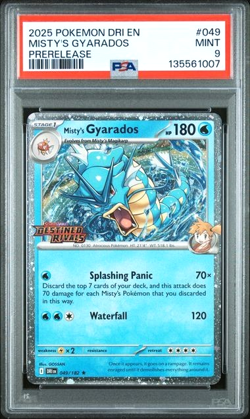 2025 Pokemon SV Destined Rivals Promos Misty's Gyarados Prerelease #049 PSA 9 - Image 1