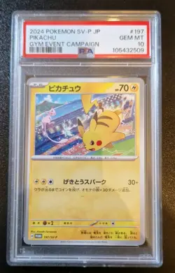PSA 10 Slab Pikachu Pokemon Card Gym Event Promo 197/SV-P GEM MINT Japanese - Image 1