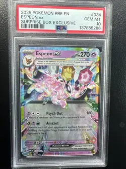 Pokemon TCG Espeon EX Double Rare Prismatic Card 034/131 PSA 10 - Image 1