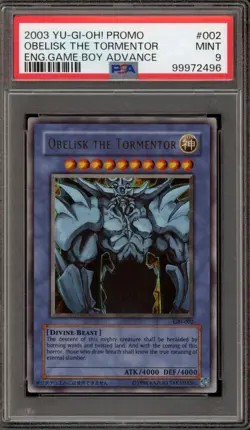 Yu-Gi-Oh! Obelisk The Tormentor Game Boy ADV Ultra Rare Promo GBI-002 PSA 9 Mint - Image 1