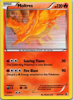 Pokemon Moltres Card 22/113 Holo Rare B&W LP Legendary Treasures Light play TCG - Image 1