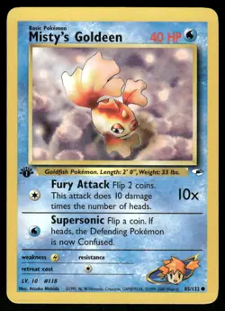 Pokemon Cards Misty's Goldeen 85/132 1ST EDITION Gym Heroes WOTC Common NM - Image 1