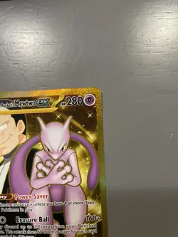 Pokemon Team Rockets Mewtwo EX Gold Full Art Holo Card 240/182 Destined Rivals - Image 2