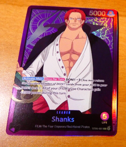 ONE PIECE ENGLISH CARD RARE HOLO GAME CARTE SHANKS ST05-001 LEADER ST EN NM - Image 1