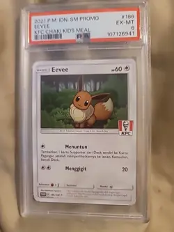 Eevee KFC Promo 186/SM-P PSA 6 Limited 2021 Pokemon Cards Indonesian - Image 1