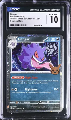 CGC 10 GEM MINT Gengar 057/091 COSMOS HOLO Trick or Trade Pokemon Card - Image 1