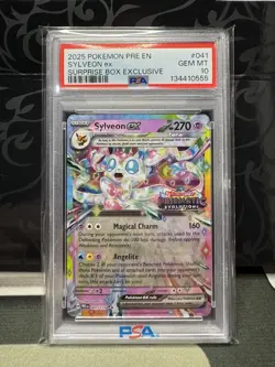 2025 Pokemon Prismatic Evolution Sylveon EX Surprise Box Exclusive PSA 10 - Image 1