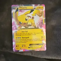 Pokemon Pikachu EX Ultra Rare Holo HP130 XY84 Iron Tail Overspark XY Set - Image 1