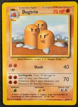 Dugtrio - 19/102 Base Set Rare - LP - Pokemon TCG WOTC Vintage - Image 3