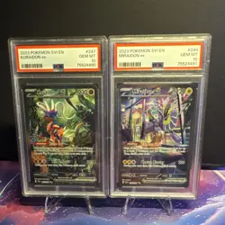 Pokemon 2023 SVI Koraidon ex #247 & Miraidon ex #244 PSA 10 Gem Mint Lot - Image 1