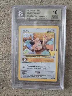 CGC 10 Pristine Cleffa 20/111 Celebrations Classic Collection Pokemon Card - Image 1
