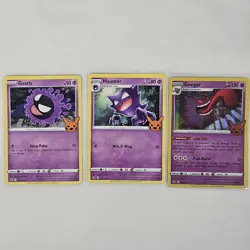 Pokemon Gengar Evolution Set Gastly 055/198 Haunter 056/198 Gengar 057/198 Holo - Image 1
