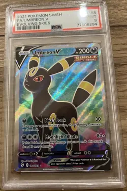 2021 POKEMON SWORD & SHIELD EVOLVING SKIES #188 FULL ART/UMBREON V PSA 9 - Image 1