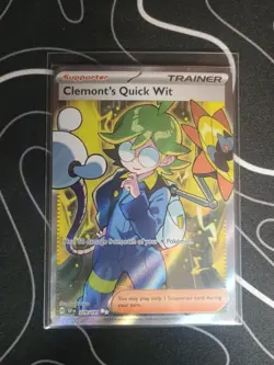 Pokemon TCG Trainer Card Clemont's Quick Wit Rare Holo, 229/191, Surging Sparks - Image 1