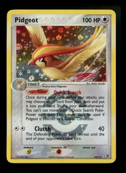 PINCHED LAYERU Pidgeot 10/112 EX FireRed LeafGreen 2004 Reverse Holo Pokemon - Image 1