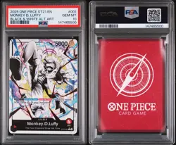 2025 One Piece English Monkey D Luffy ST21-001 Black & White Alt Art PSA 10 GEM - Image 2