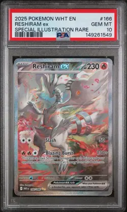 Pokemon TCG Reshiram EX White Flare Card 166/086 Sir PSA 10 - Image 1