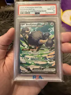 2025 POKEMON WHT EN-WHITE FLARE SPECIAL ILLUSTRATION RARE BOUFFALANT EX PSA 10 - Image 1