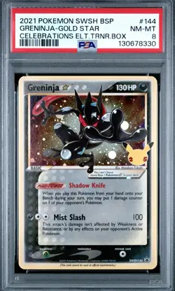 2021 POKEMON SWSH BLACK STAR PROMO #144 GRENINJA-GOLD STAR PSA 8 - Image 1