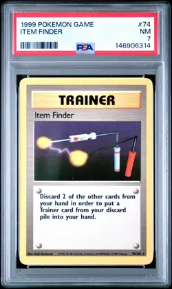 1999 POKEMON BASE SET UNLIMITED #74 ITEM FINDER PSA 7 - Image 1