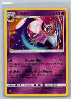 Pokemon TCG Lunala Reverse Holo - SM - Guardians Rising (SM02) 61/145 2017 LP - Image 1