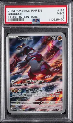 2023 POKEMON PAR EN-PARADOX RIFT ILLUSTRATION RARE #199 GROUDON PSA 9 - Image 1