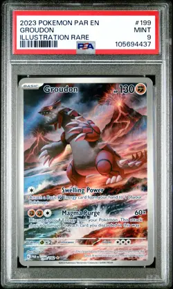 2023 POKEMON PAR EN-PARADOX RIFT #199 GROUDON ILLUSTRATION RARE PSA9 - Image 1