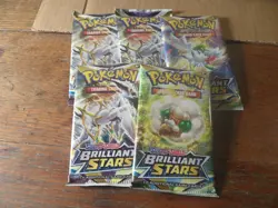 B-17 Pokemon Brilliant Stars booster pack lot X5 packs - Image 1