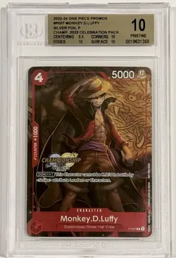 2022 One Piece Monkey D. Luffy P-007 2023 Championship CS BGS 10 English - Image 1