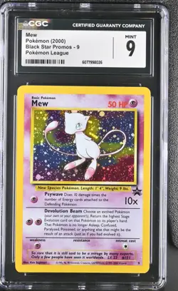 Mew Promo 9 Holo CGC 9 Black Star Promo Pokemon League 2000 Holo Pokemon Card - Image 1