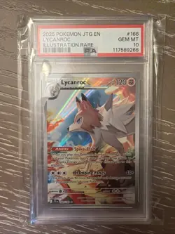 Lycanroc Holo PSA 10 Gem MT Sv09: Journey Together Card 166/159 - Image 1
