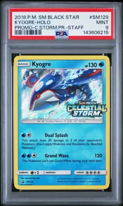 Pokemon Kyogre SM129 Holo PSA 9 Prerelease Staff Celestial Storm Promo Card - Image 1