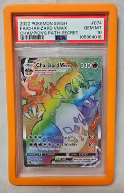 2020 Pokemon TCG SWSH Champion's Path Charizard VMAX 074 PSA 10 - Image 3